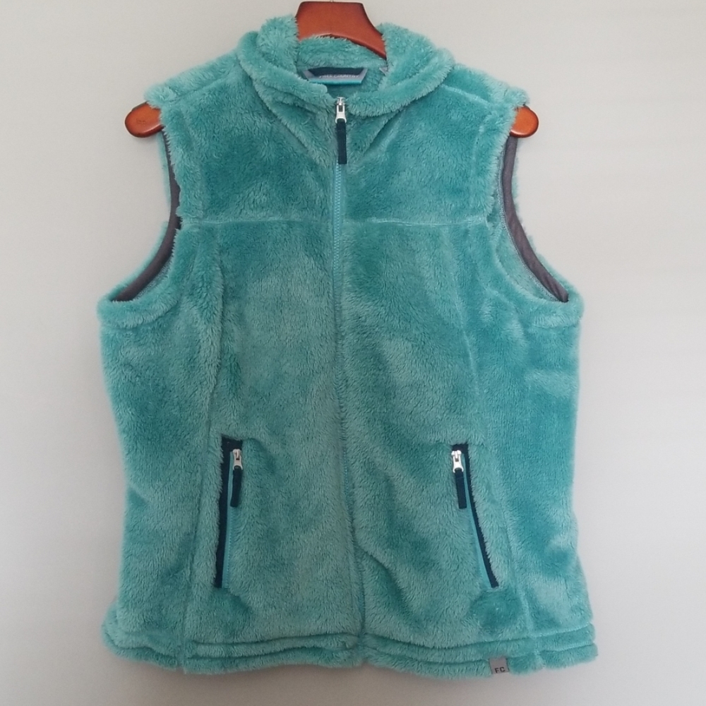 {Free Country} Teal Fleece Zip Up Outdoor Vest